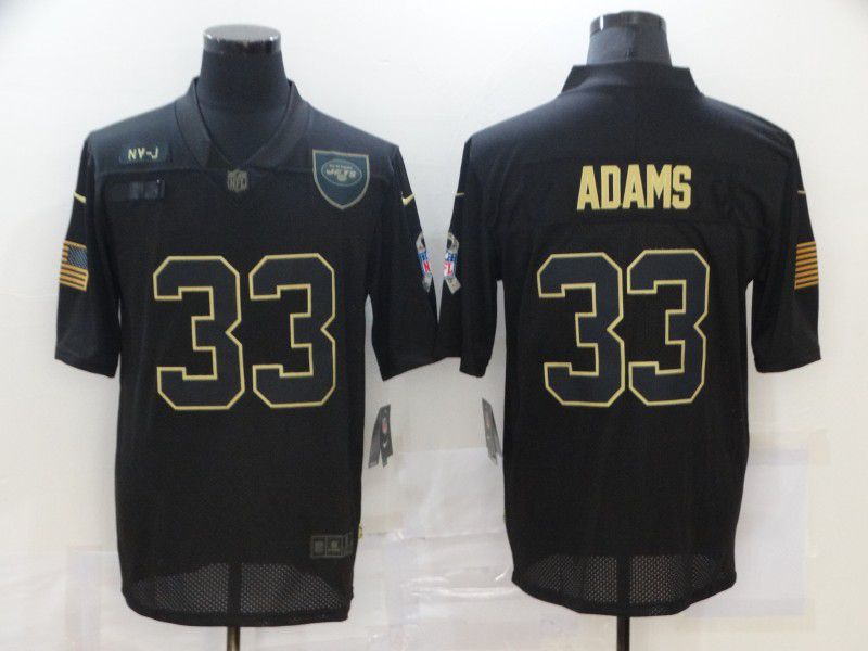 Men New York Jets #33 Adams Black gold lettering 2020 Nike NFL Jersey->oakland raiders->NFL Jersey